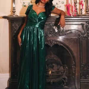 Hera Dress in Metallic Green