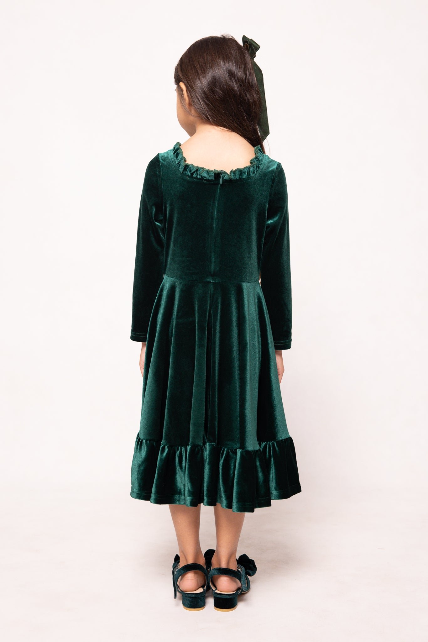 Mini Cypress Dress in Green Velvet