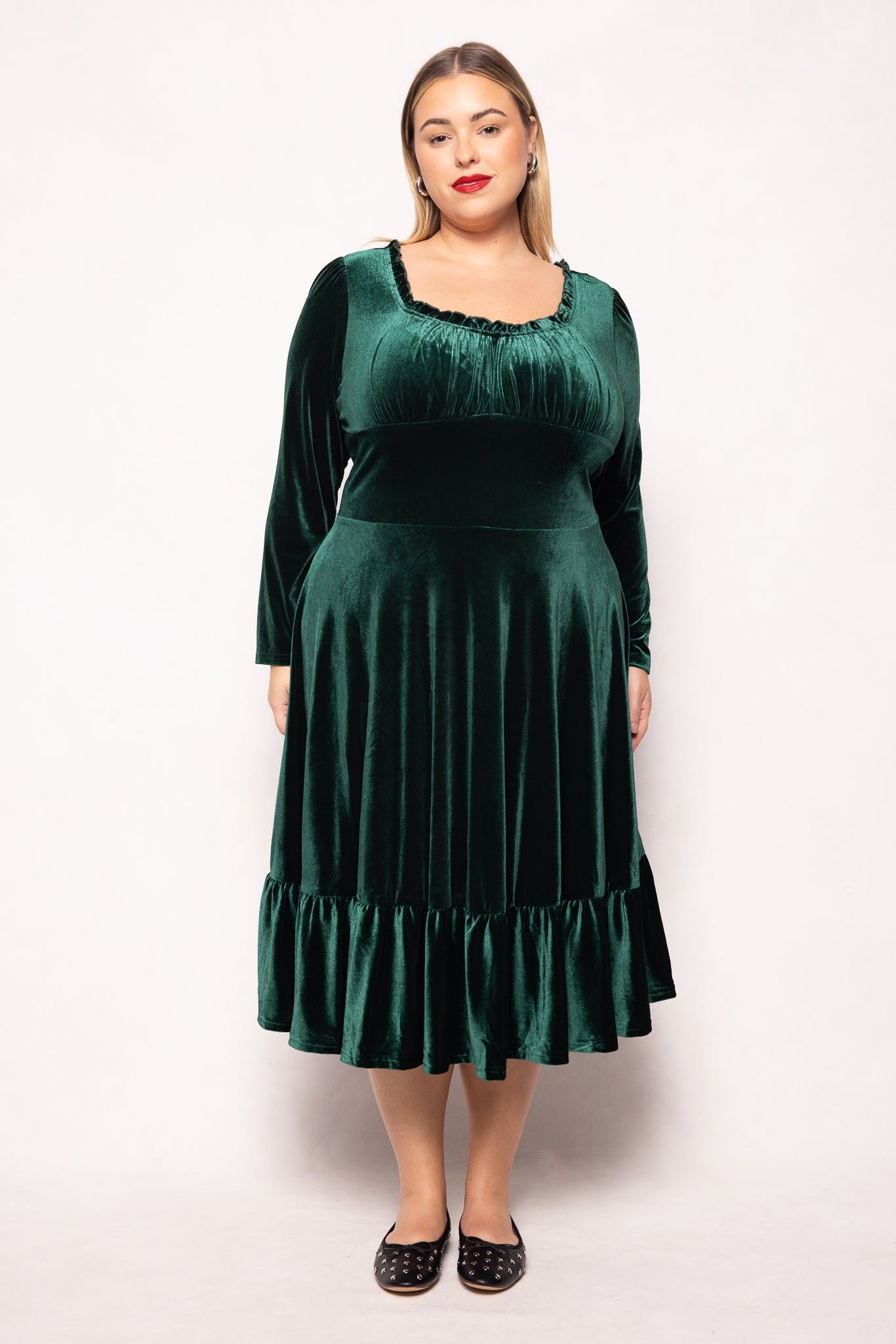 Cypress Dress in Green Velvet